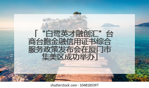 “白鹭英才融创汇”台商台胞金融信用证书综合服务政策发布会在厦门市集美区成功举办