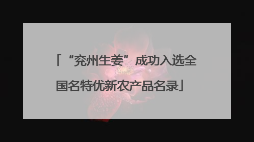 “兖州生姜”成功入选全国名特优新农产品名录
