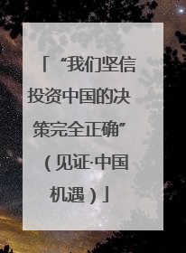 “我们坚信投资中国的决策完全正确”（见证·中国机遇）