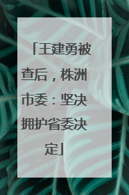 王建勇被查后，株洲市委：坚决拥护省委决定