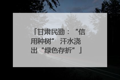 甘肃民勤：“信用种树” 汗水浇出“绿色存折”