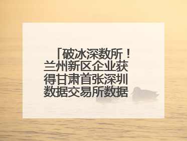 破冰深数所！兰州新区企业获得甘肃首张深圳数据交易所数据产权登记证书