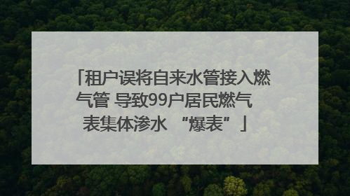 租户误将自来水管接入燃气管 导致99户居民燃气表集体渗水 “爆表”