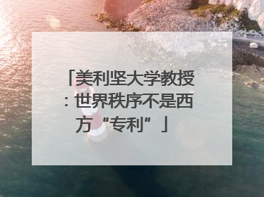 美利坚大学教授：世界秩序不是西方“专利”