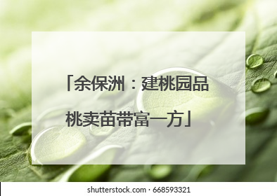 余保洲：建桃园品桃卖苗带富一方
