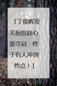 丁俊晖发文祝贺赵心童夺冠：终于有人冲到终点！