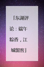东湖评论：端午粽香，江城留客