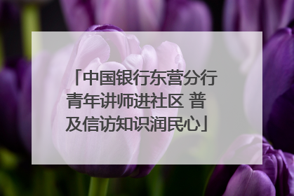 中国银行东营分行青年讲师进社区 普及信访知识润民心