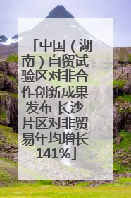 中国（湖南）自贸试验区对非合作创新成果发布 长沙片区对非贸易年均增长141%