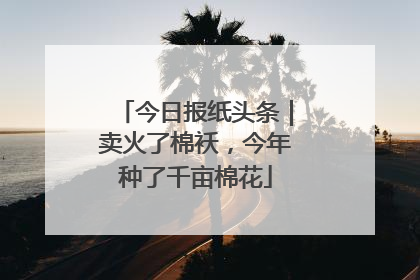 今日报纸头条｜卖火了棉袄，今年种了千亩棉花