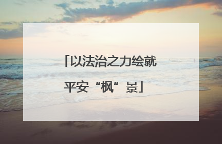 以法治之力绘就平安“枫”景