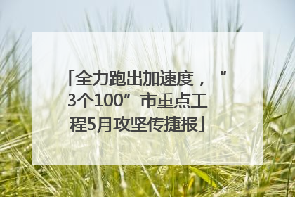 全力跑出加速度，“3个100”市重点工程5月攻坚传捷报