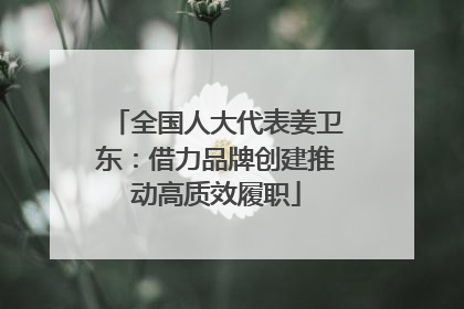 全国人大代表姜卫东：借力品牌创建推动高质效履职