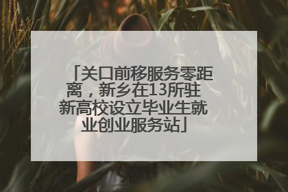 关口前移服务零距离，新乡在13所驻新高校设立毕业生就业创业服务站