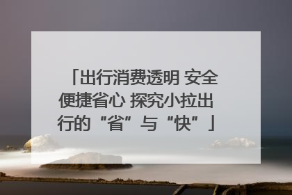出行消费透明 安全便捷省心 探究小拉出行的“省”与“快”