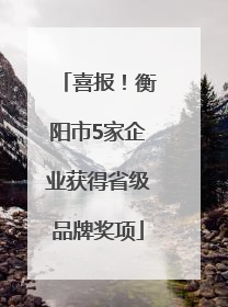 喜报！衡阳市5家企业获得省级品牌奖项
