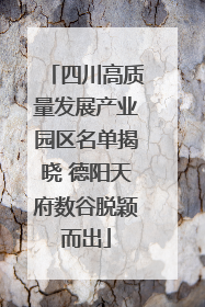 四川高质量发展产业园区名单揭晓 德阳天府数谷脱颖而出