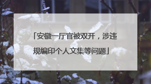 安徽一厅官被双开，涉违规编印个人文集等问题