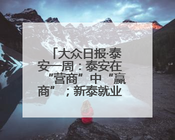 大众日报·泰安一周：泰安在“营商”中“赢商”；新泰就业、宁阳夏收工作上要闻