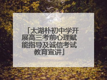 太湖朴初中学开展高三考前心理赋能指导及诚信考试教育宣讲