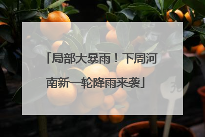局部大暴雨！下周河南新一轮降雨来袭
