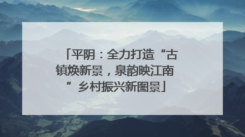 平阴：全力打造“古镇焕新景，泉韵映江南”乡村振兴新图景