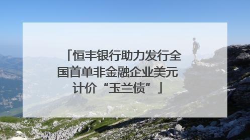 恒丰银行助力发行全国首单非金融企业美元计价“玉兰债”