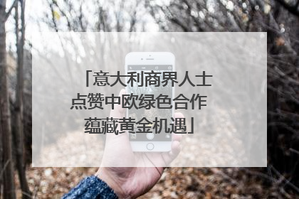 意大利商界人士点赞中欧绿色合作蕴藏黄金机遇