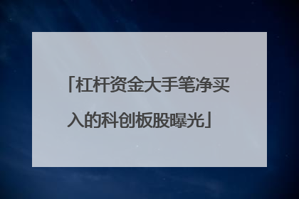 杠杆资金大手笔净买入的科创板股曝光