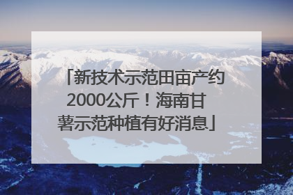 新技术示范田亩产约2000公斤！海南甘薯示范种植有好消息