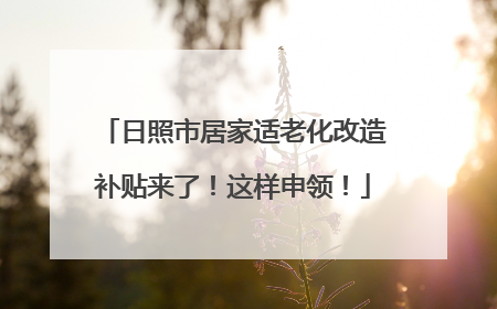 日照市居家适老化改造补贴来了！这样申领！