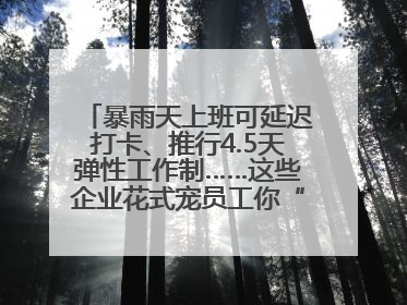 暴雨天上班可延迟打卡、推行4.5天弹性工作制……这些企业花式宠员工你“慕”了吗？