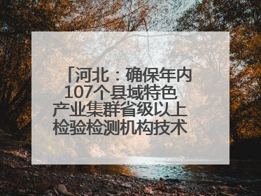 河北：确保年内107个县域特色产业集群省级以上检验检测机构技术服务全覆盖