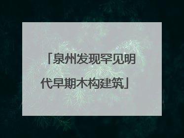 泉州发现罕见明代早期木构建筑