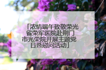 浓情端午致敬荣光 省荣军医院赴荆门市光荣院开展主题党日暨慰问活动