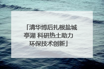 清华博后扎根盐城亭湖 科研热土助力环保技术创新