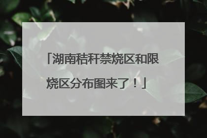 湖南秸秆禁烧区和限烧区分布图来了！