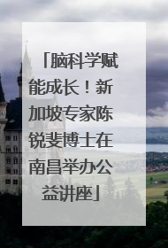 脑科学赋能成长！新加坡专家陈锐斐博士在南昌举办公益讲座