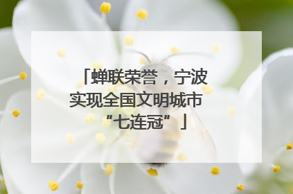 蝉联荣誉，宁波实现全国文明城市“七连冠”