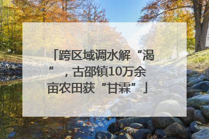 跨区域调水解“渴”，古邵镇10万余亩农田获“甘霖”