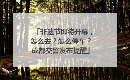 非遗节即将开幕，怎么去？怎么停车？成都交警发布提醒