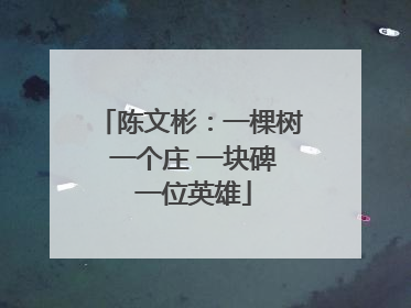 陈文彬：一棵树 一个庄 一块碑 一位英雄
