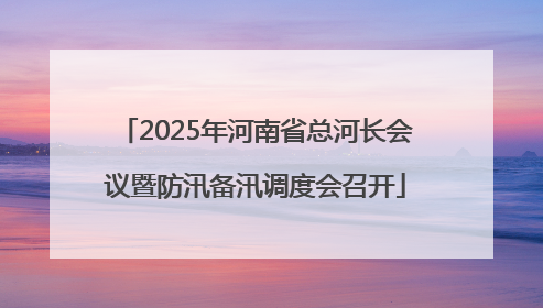2025年河南省总河长会议暨防汛备汛调度会召开