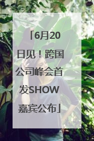 6月20日见！跨国公司峰会首发SHOW嘉宾公布